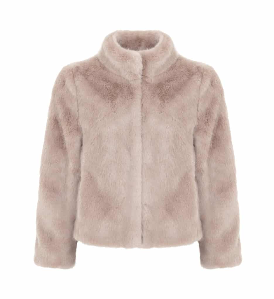 white company faux fur coat